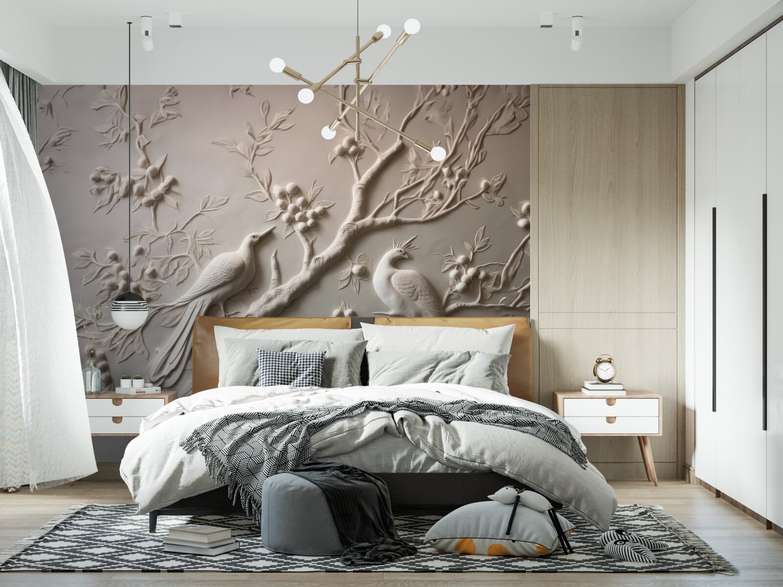 Фотошпалери пишна гілка і птах