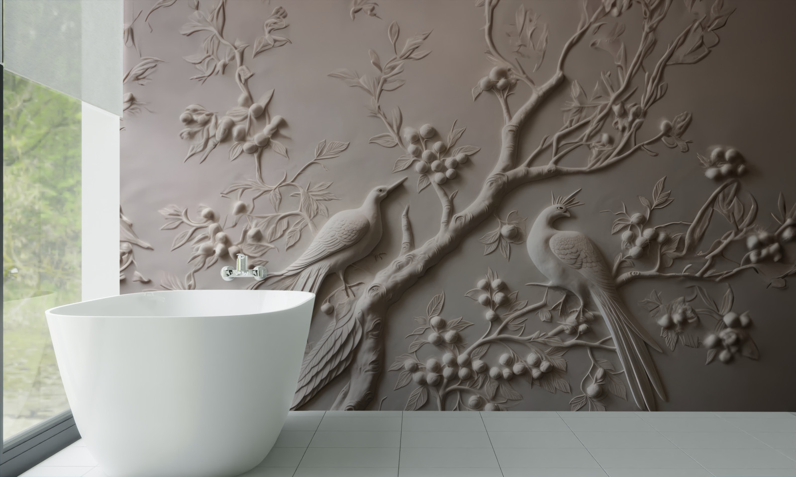 Фотошпалери пишна гілка і птах