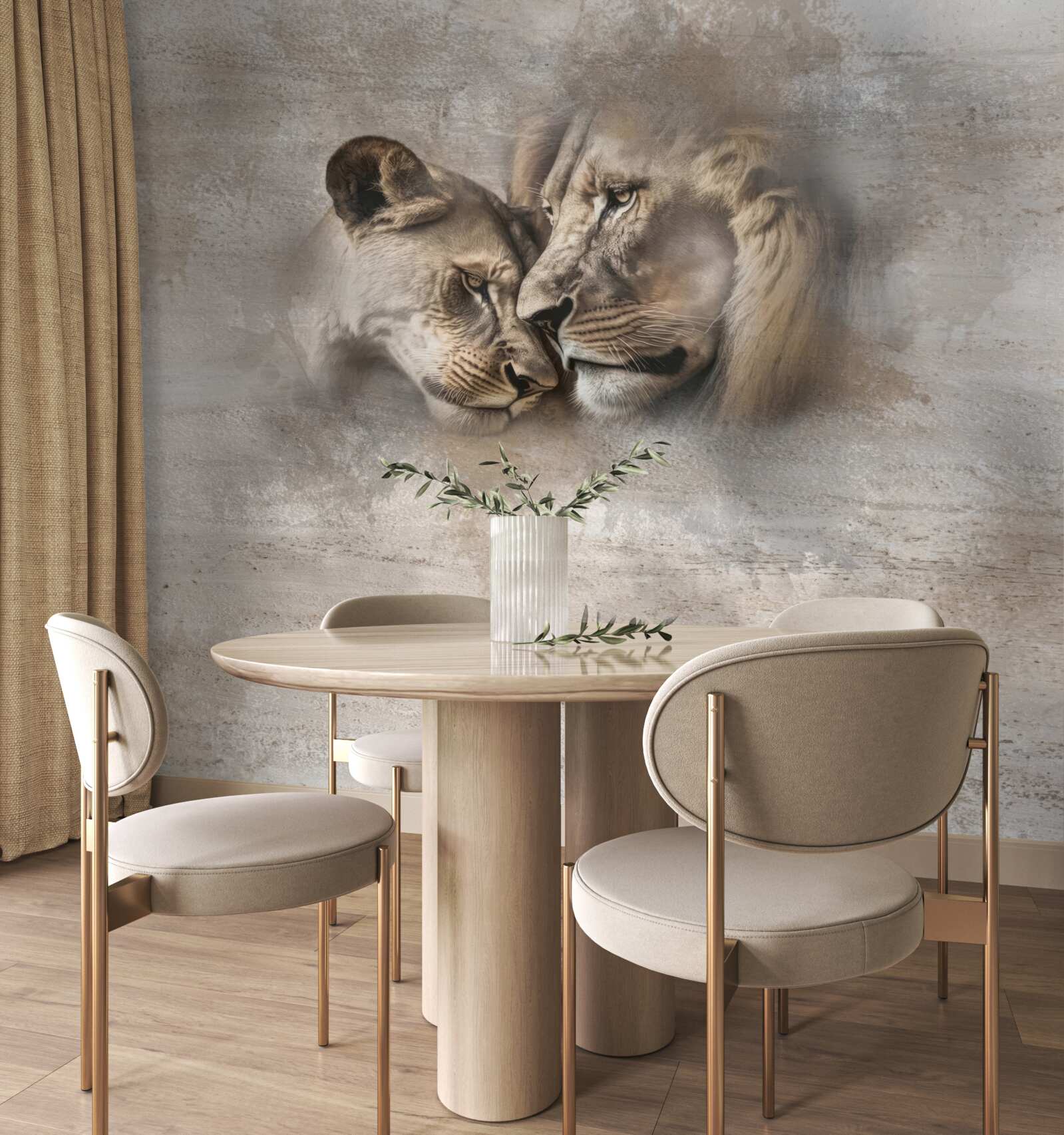 Фотошпалери пара левів