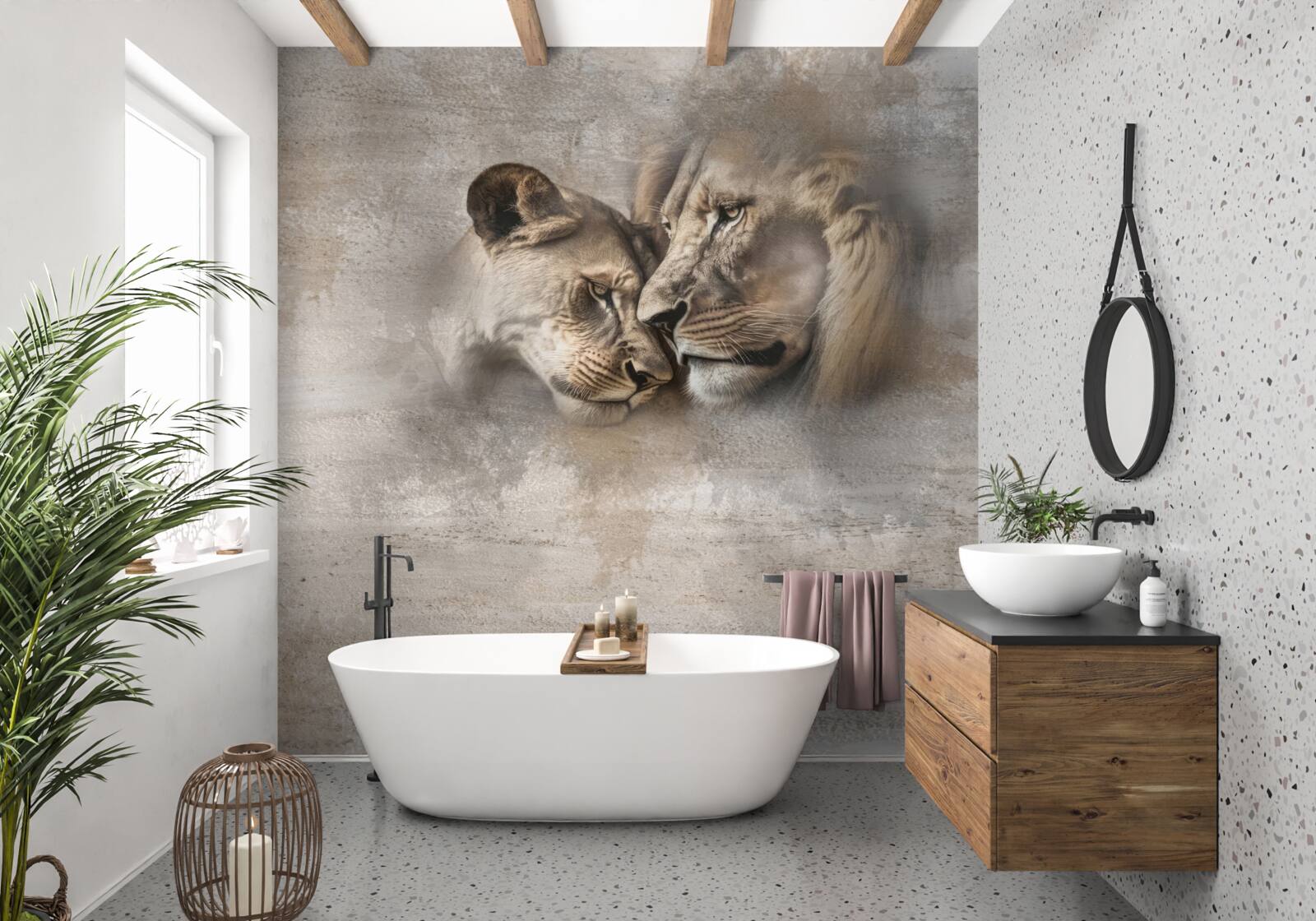 Фотошпалери пара левів