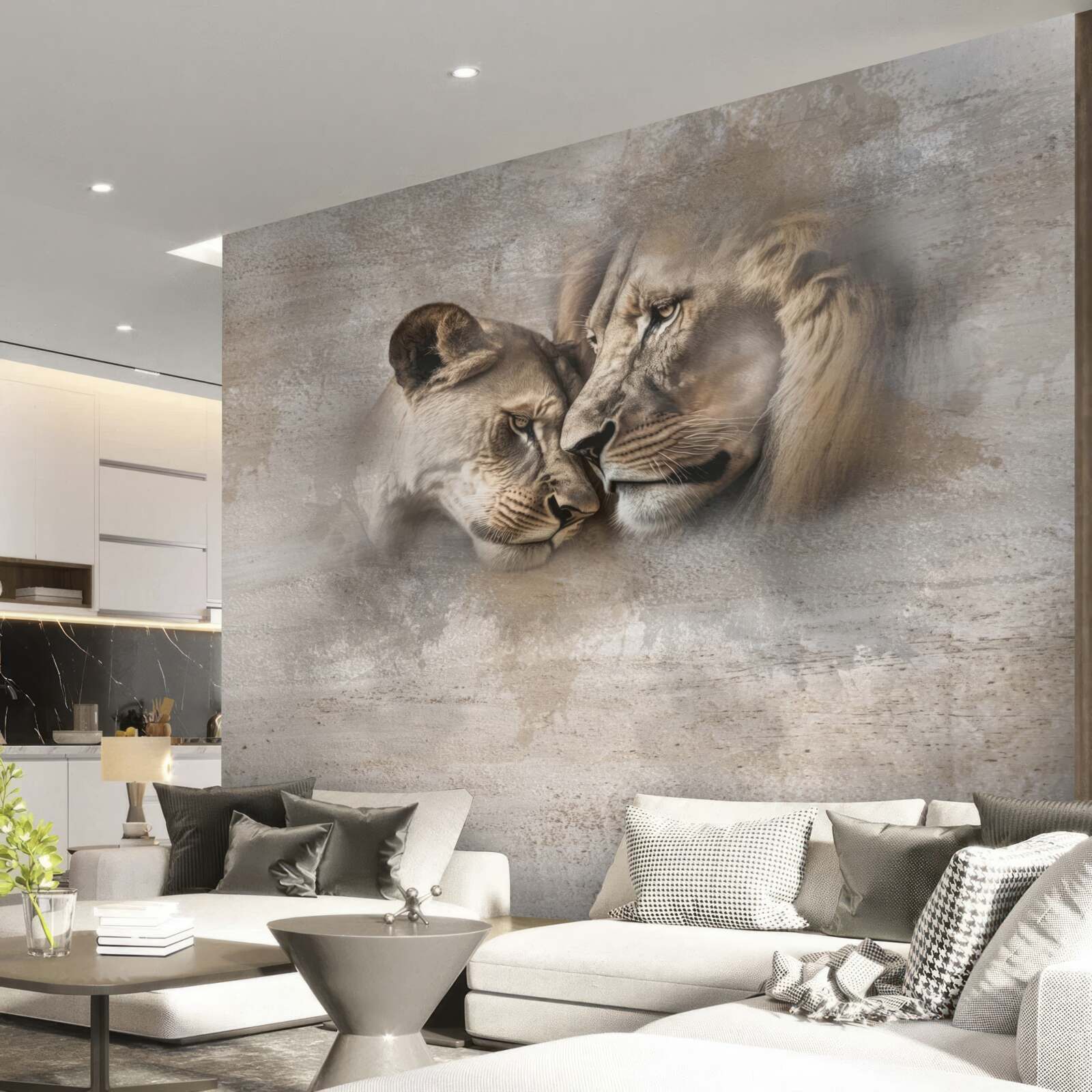 Фотошпалери пара левів