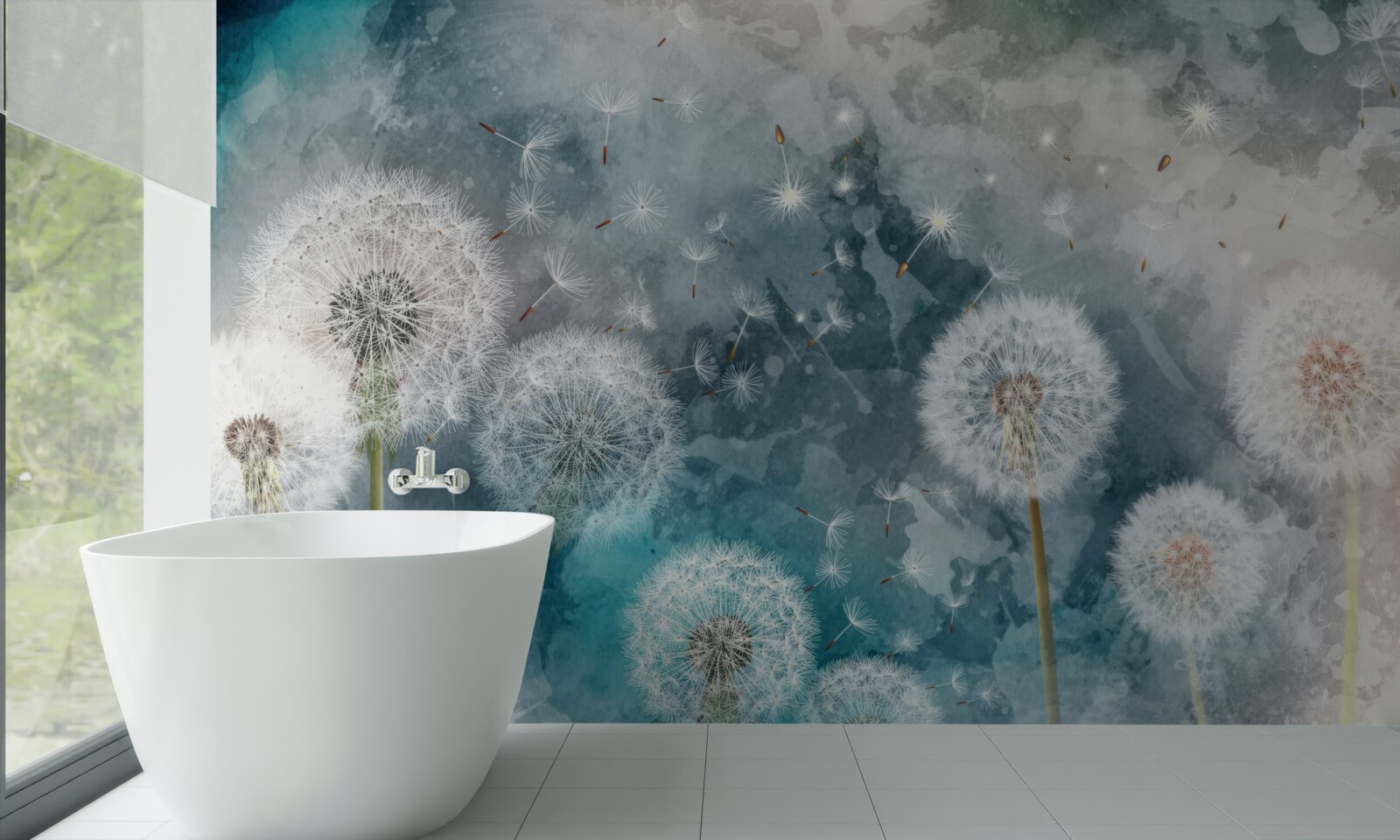 Фотошпалери Жовті квіти на синьому тлі