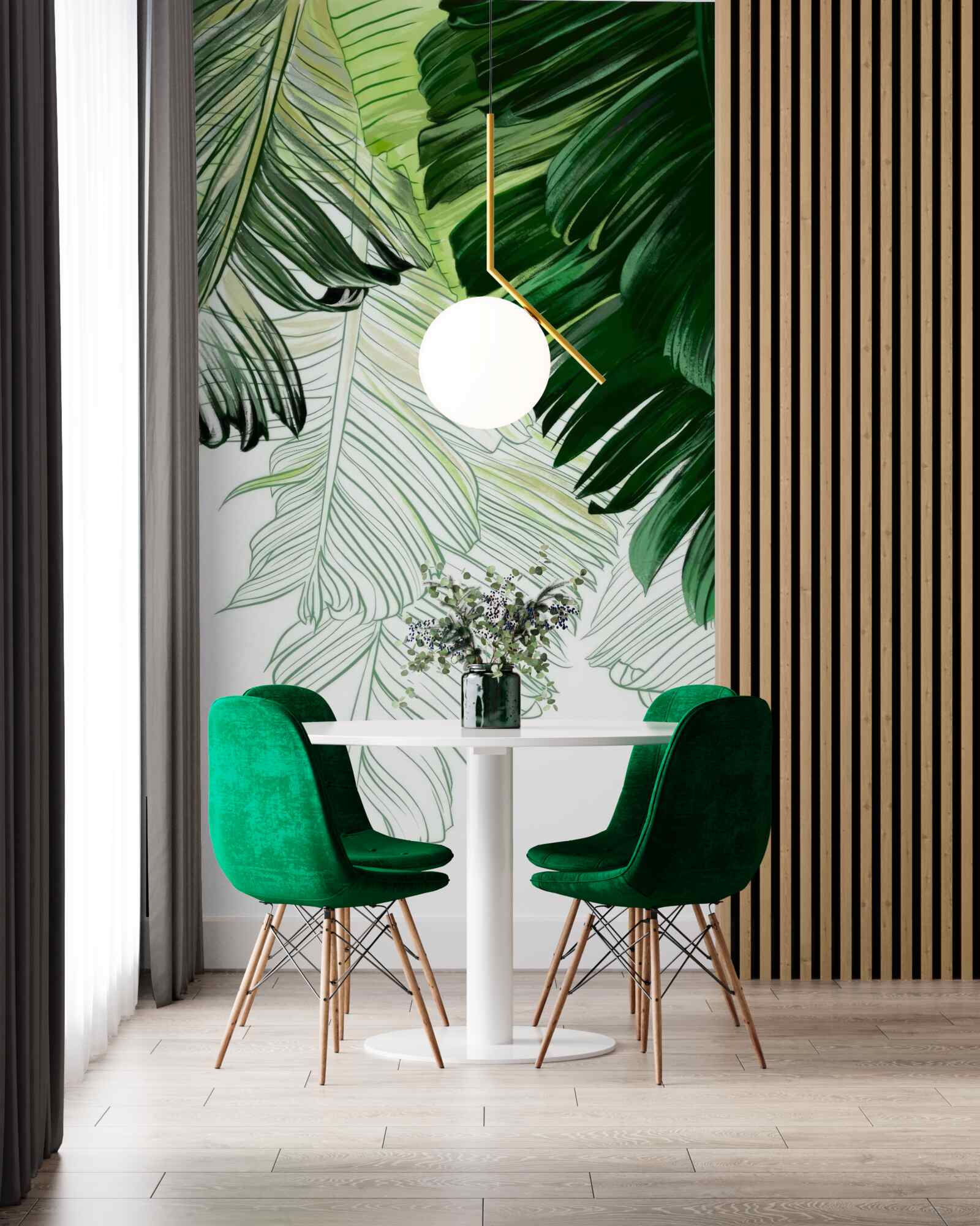 Фотошпалери зелені відтінки великого листя папороті