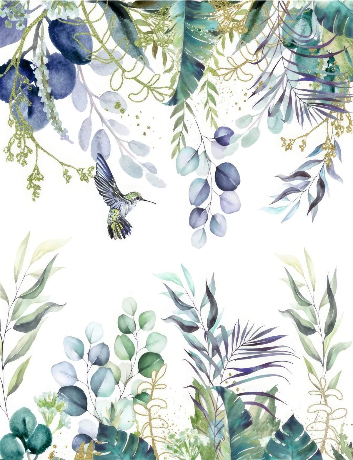 Фотошпалери рослини оточені колібрі