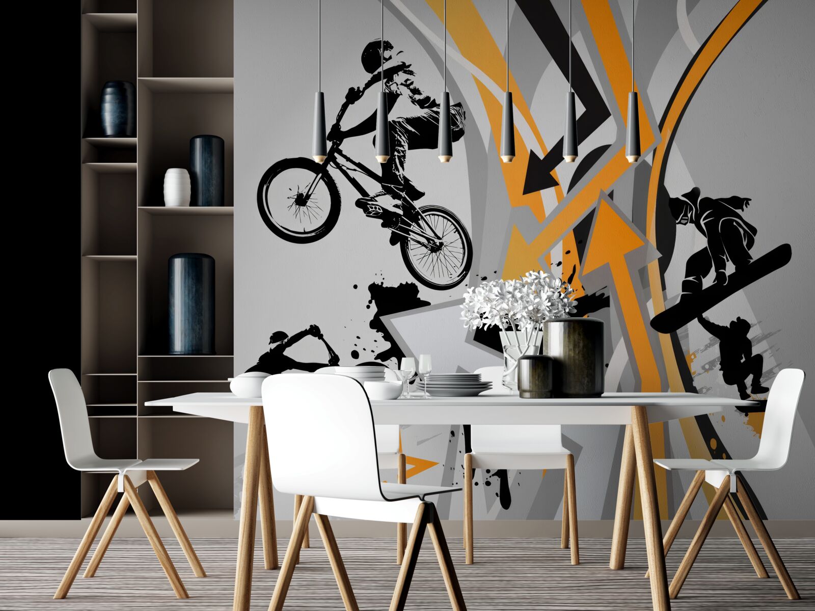 Фотошпалери молодь їздить на велосипедах та скейтбордах