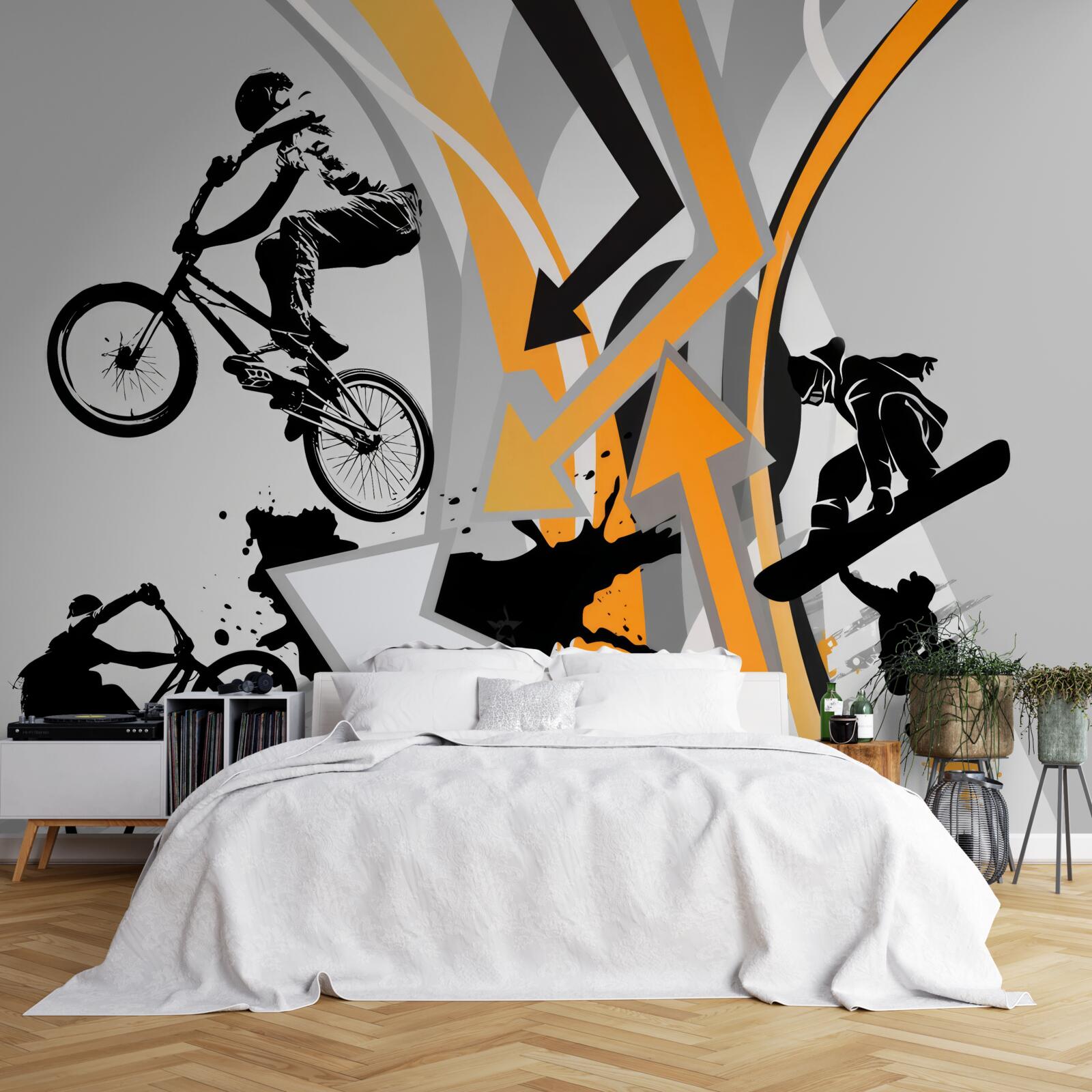 Фотошпалери молодь їздить на велосипедах та скейтбордах