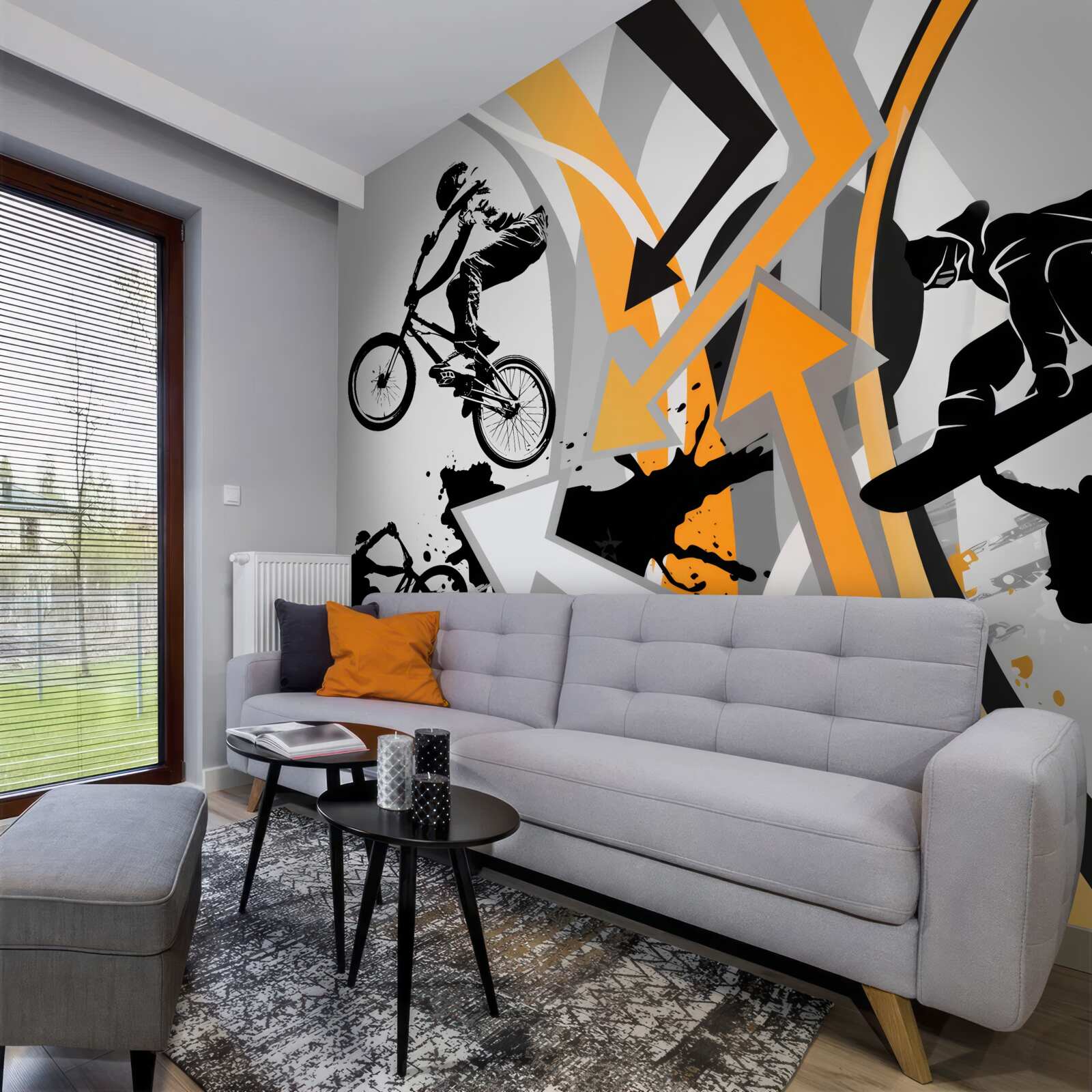 Фотошпалери молодь їздить на велосипедах та скейтбордах