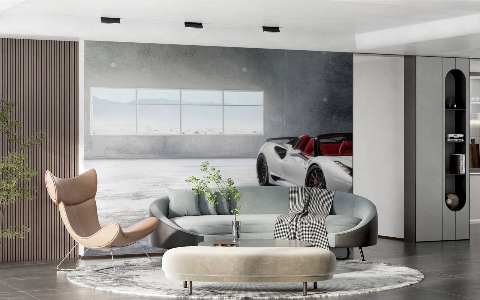 Фотошпалери білий спортивний кабріолет