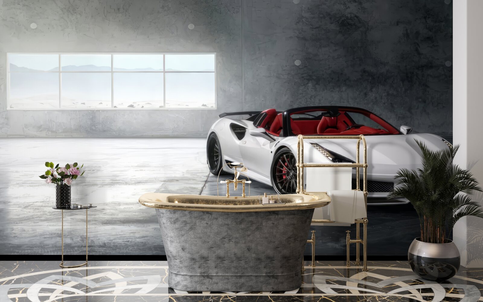 Фотошпалери білий спортивний кабріолет