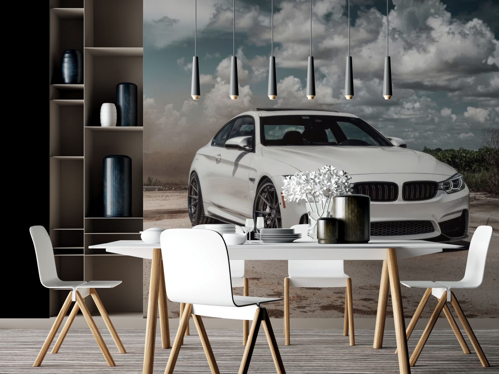 Фотошпалери машина білого кольору