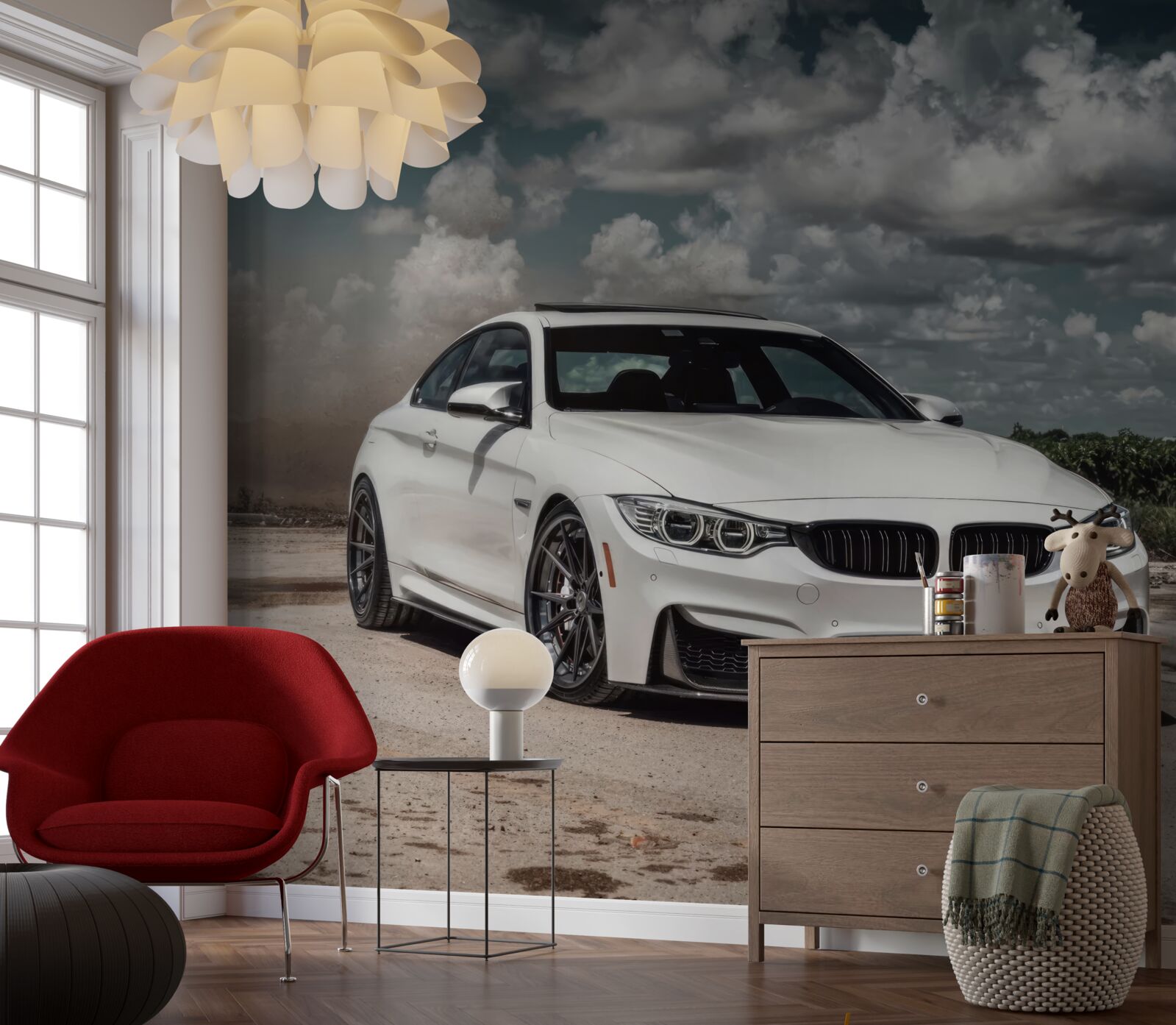 Фотошпалери машина білого кольору