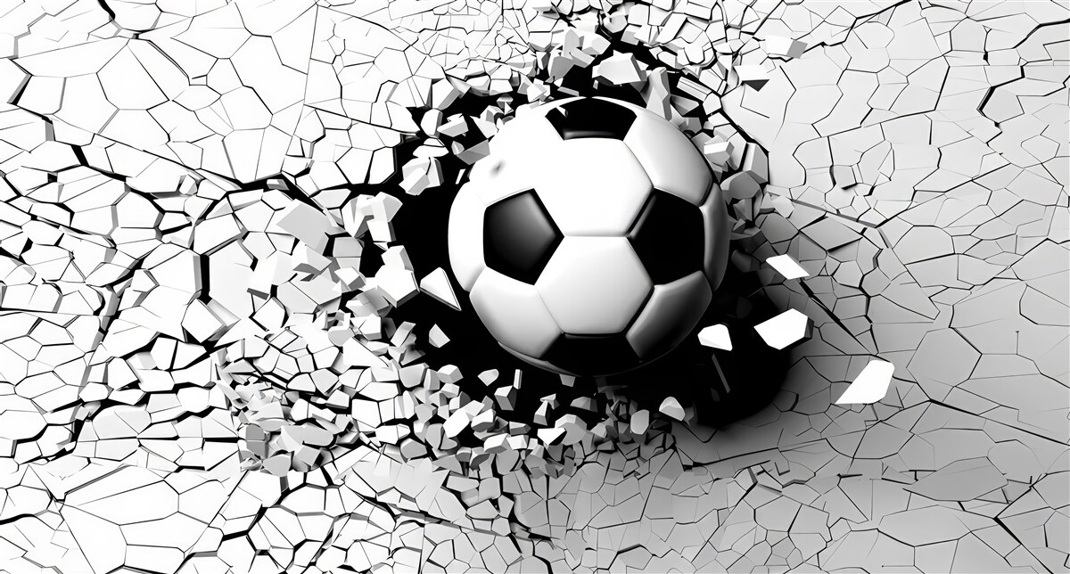 Фотошпалери футбольний м'яч пролітає через бар'єр