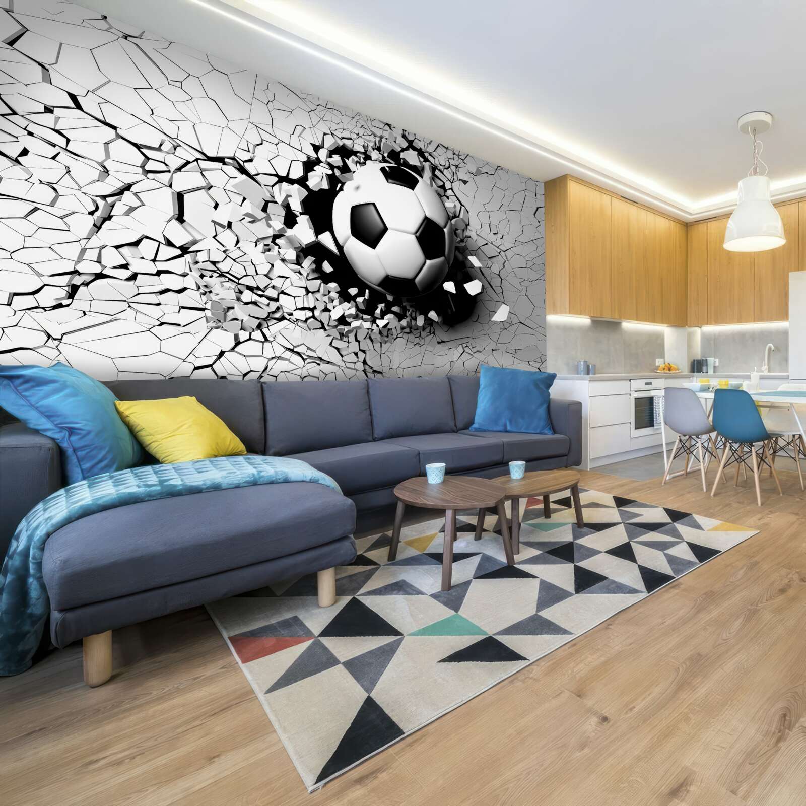 Фотошпалери футбольний м'яч пролітає через бар'єр