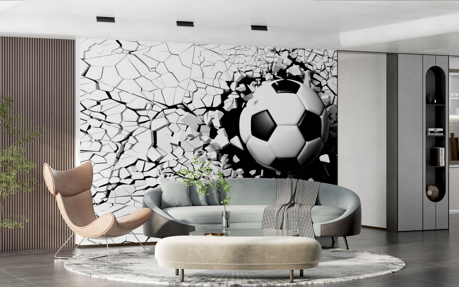 Фотошпалери футбольний м'яч пролітає через бар'єр