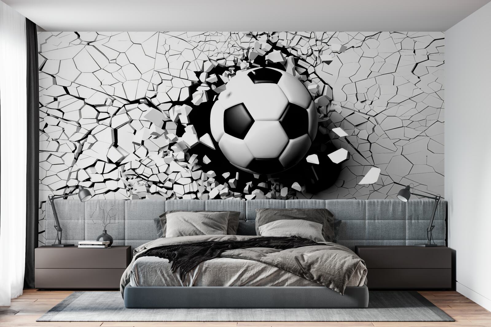 Фотошпалери футбольний м'яч пролітає через бар'єр