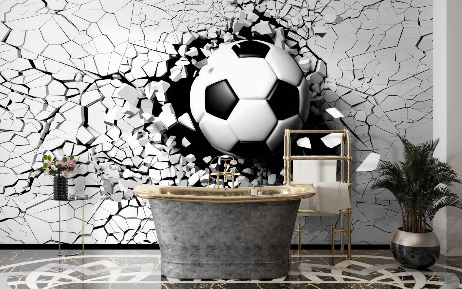 Фотошпалери футбольний м'яч пролітає через бар'єр