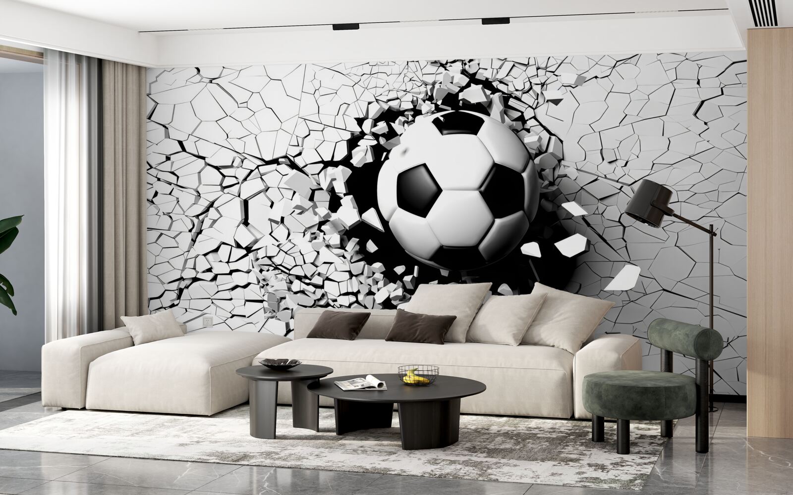 Фотошпалери футбольний м'яч пролітає через бар'єр