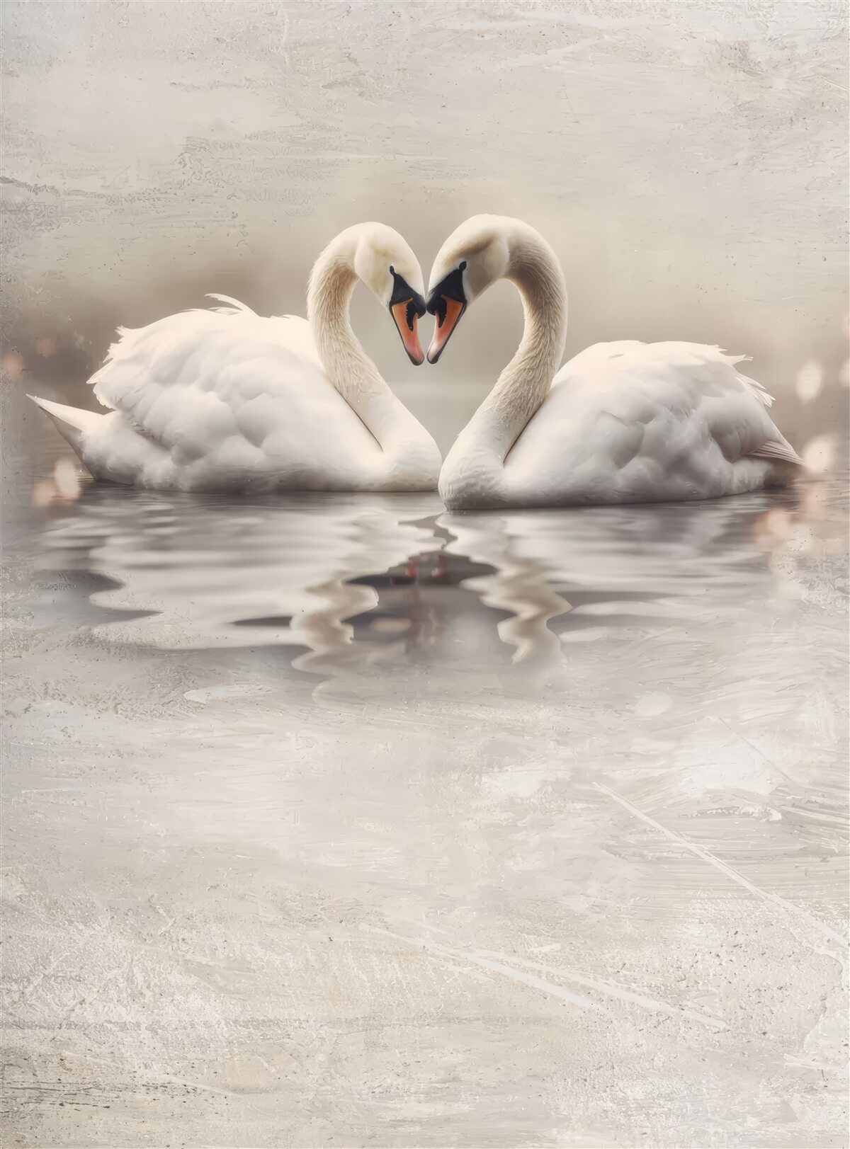 Фотошпалери пара білосніжних лебедів
