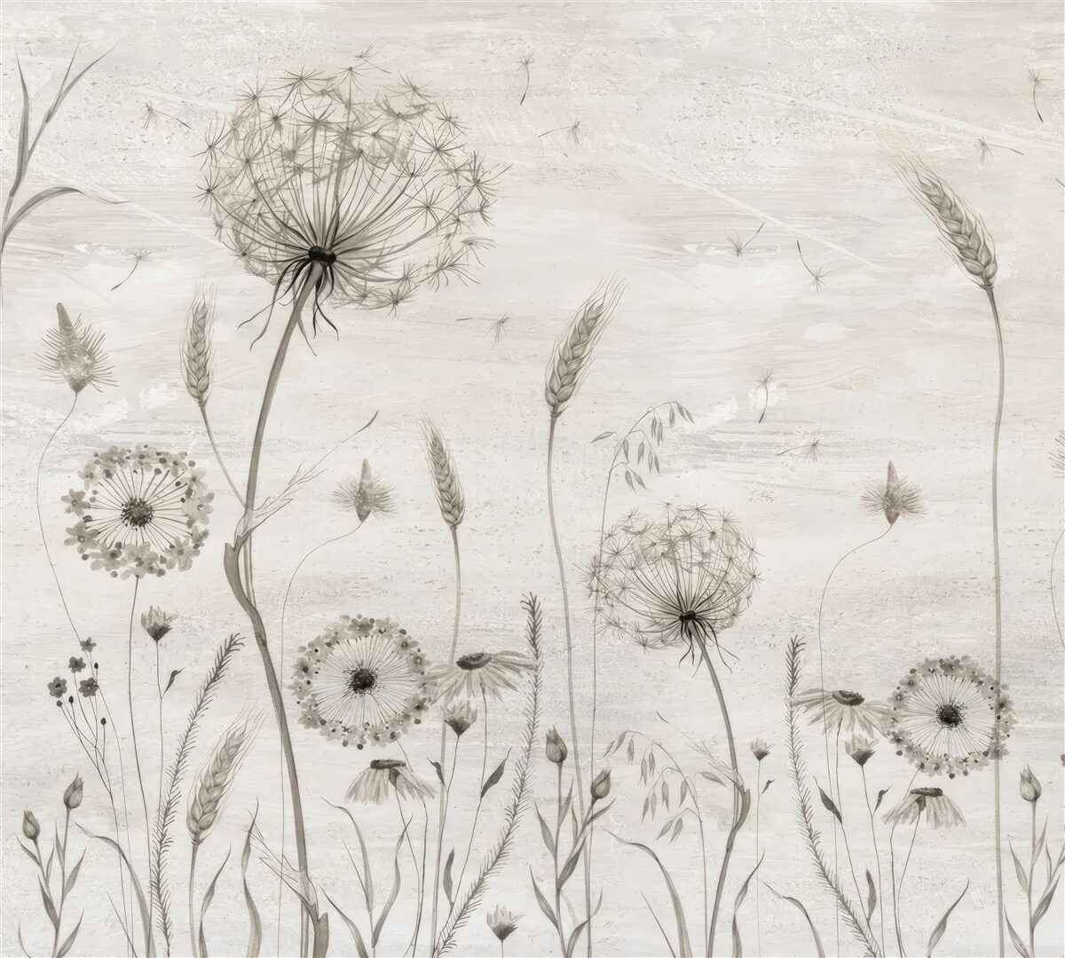 Фотошпалери ілюстрація кульбаби та пшеничного колосся