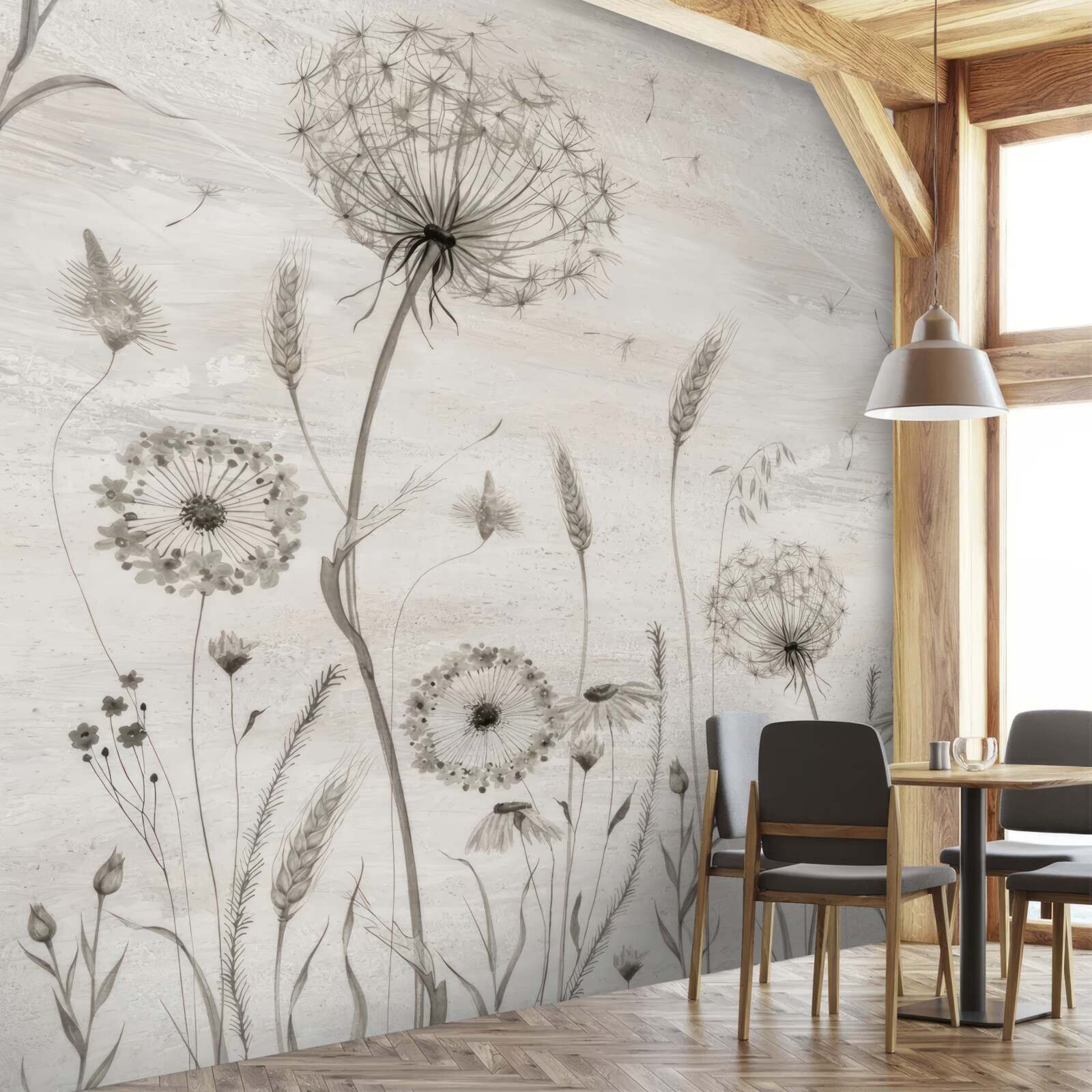 Фотошпалери ілюстрація кульбаби та пшеничного колосся