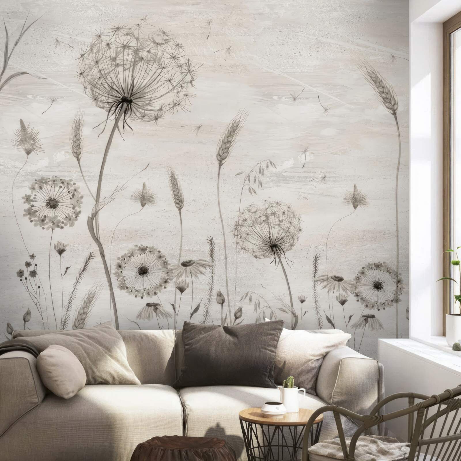 Фотошпалери ілюстрація кульбаби та пшеничного колосся