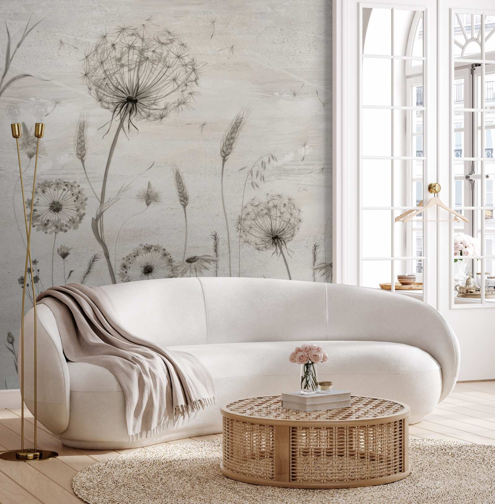 Фотошпалери ілюстрація кульбаби та пшеничного колосся