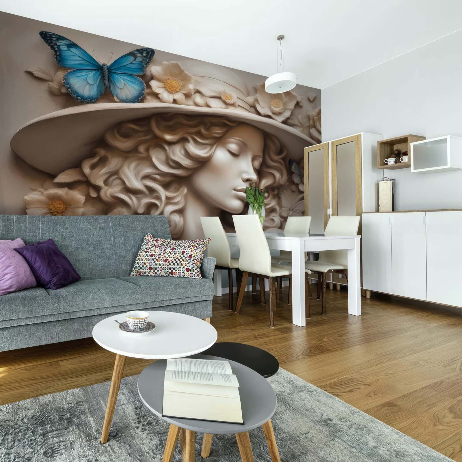 Фотошпалери дівчина в капелюсі з закритими очима