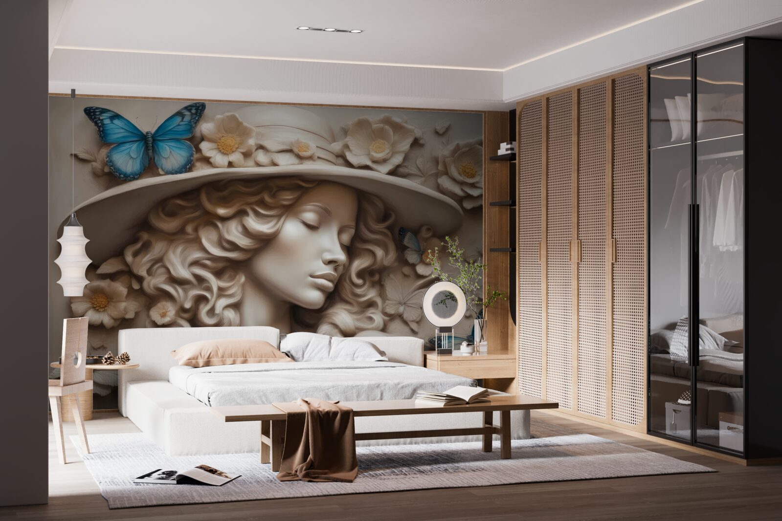 Фотошпалери дівчина в капелюсі з закритими очима