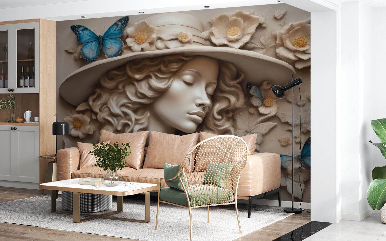 Фотошпалери дівчина в капелюсі з закритими очима