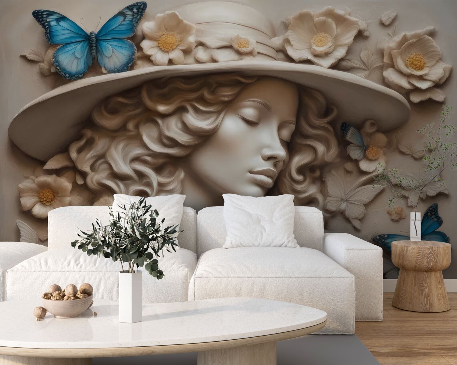 Фотошпалери дівчина в капелюсі з закритими очима