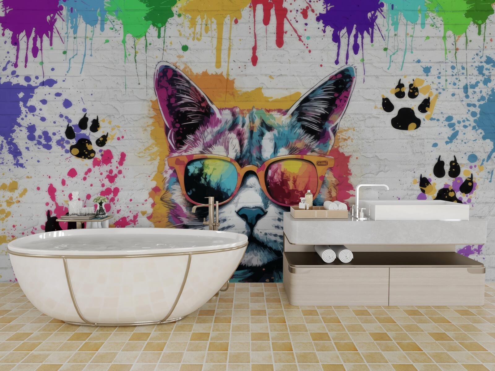 Фотошпалери кіт в окулярах