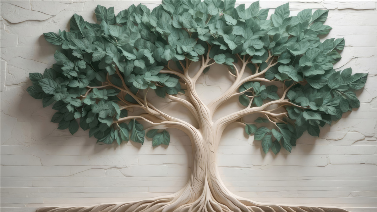 Фотошпалери дерево з густим зеленим листям