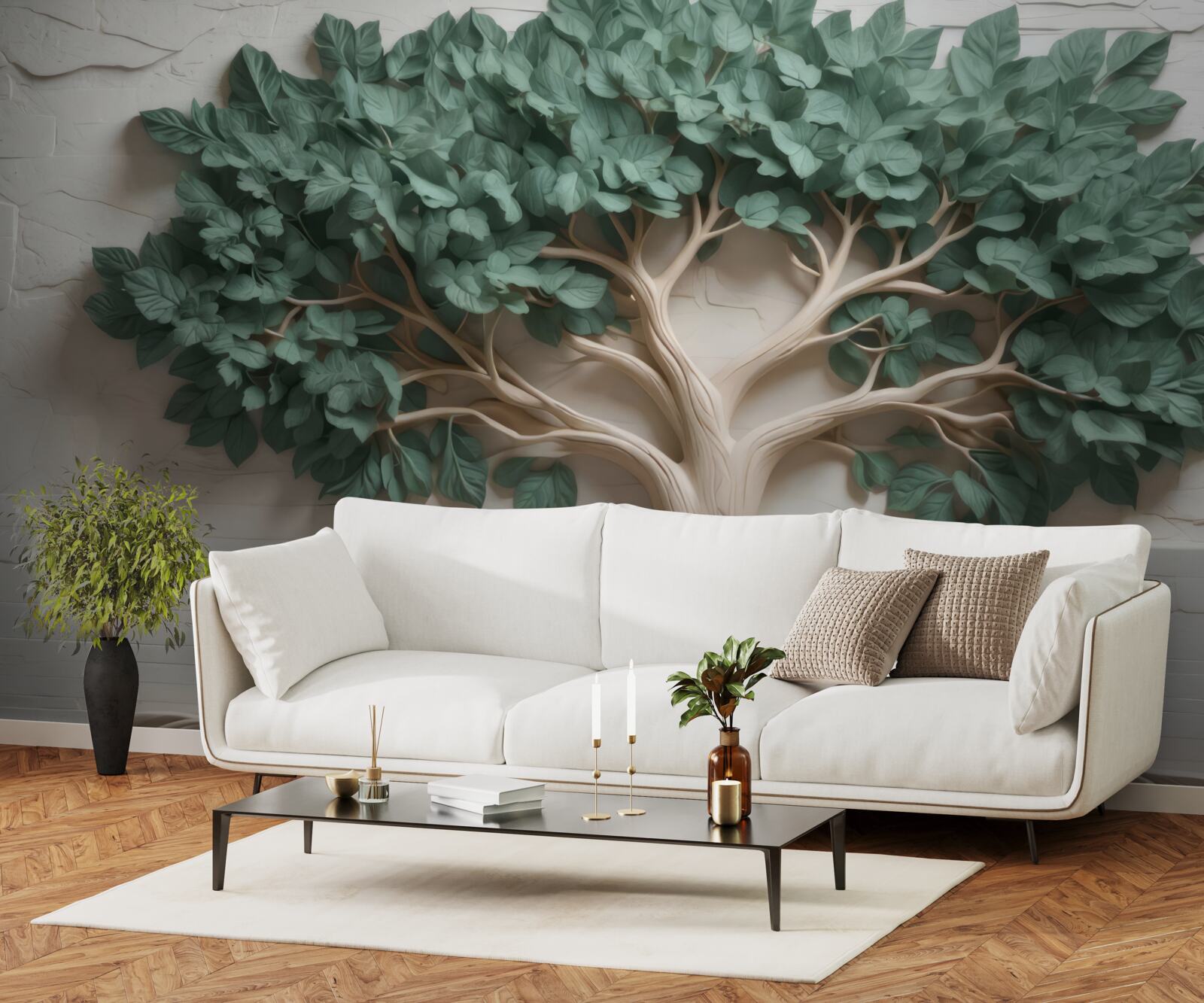 Фотошпалери дерево з густим зеленим листям