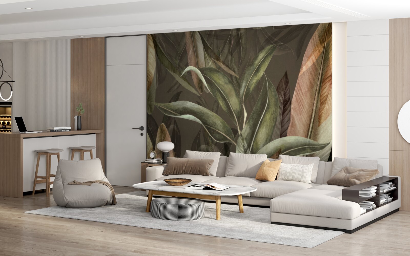 Фотошпалери листя у відтінках коричневого та зеленого