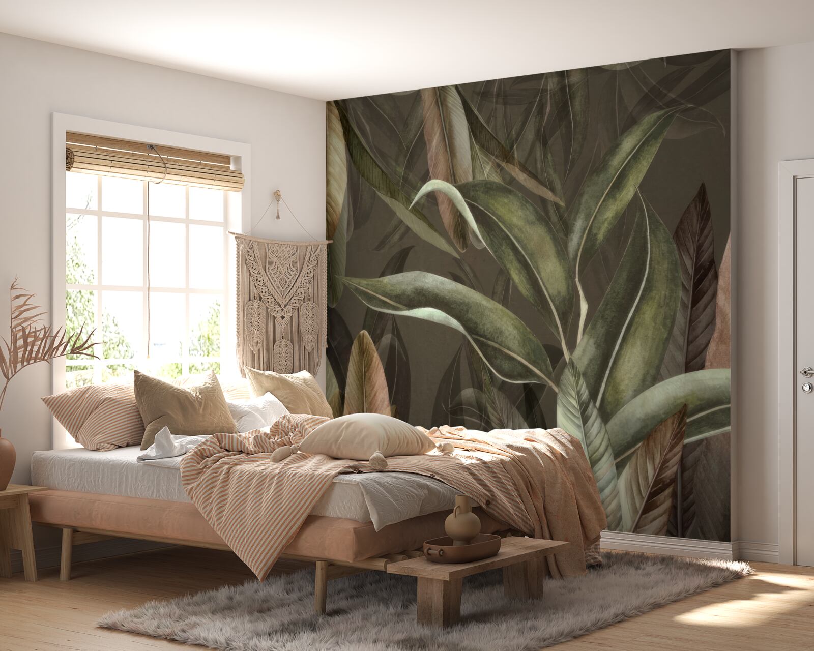 Фотошпалери листя у відтінках коричневого та зеленого