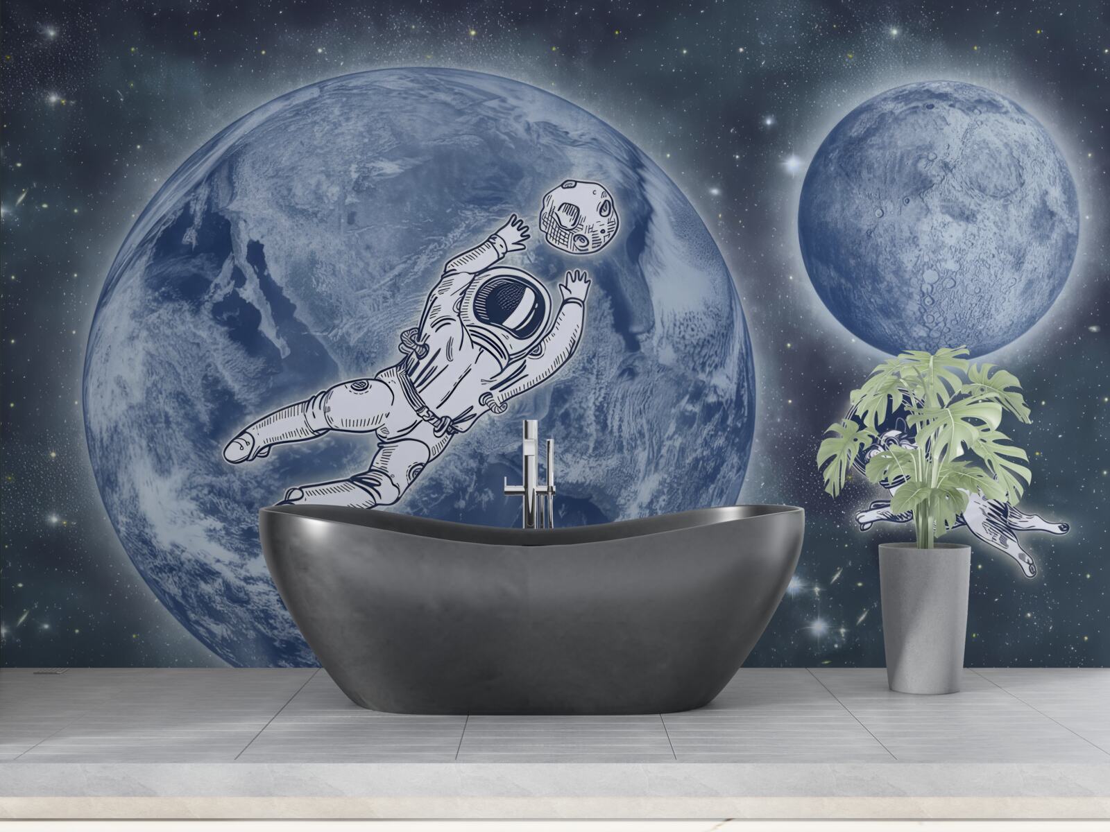 Фотошпалери астронавт і собака летять у космос