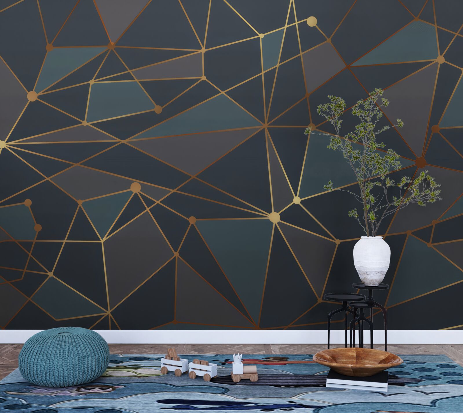 Фотошпалери фон з геометричними фігурами в темних відтінках