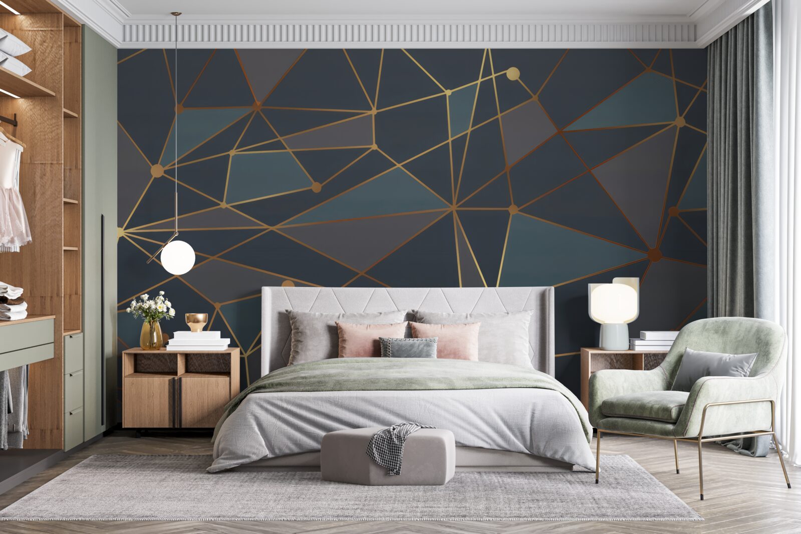 Фотошпалери фон з геометричними фігурами в темних відтінках