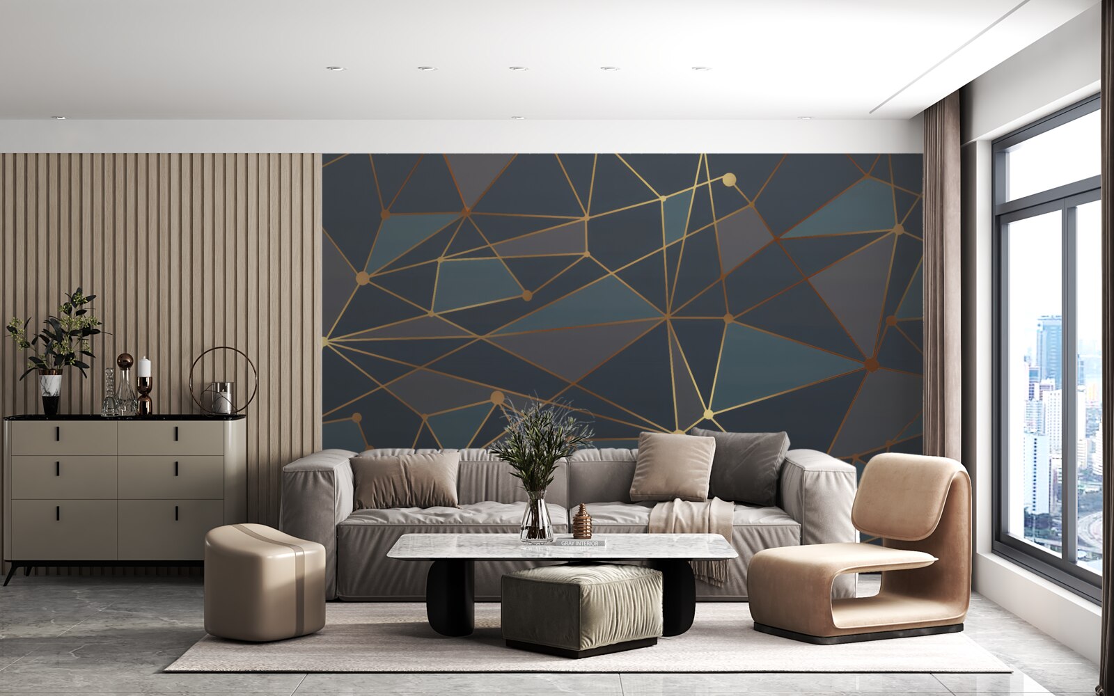 Фотошпалери фон з геометричними фігурами в темних відтінках