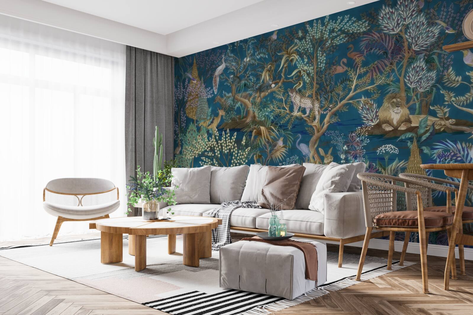 Фотошпалери темне тло із зображеннями рослин і тварин