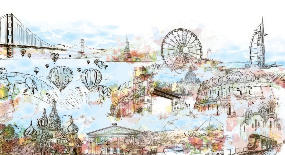 Фотошпалери обриси різних відомих місць