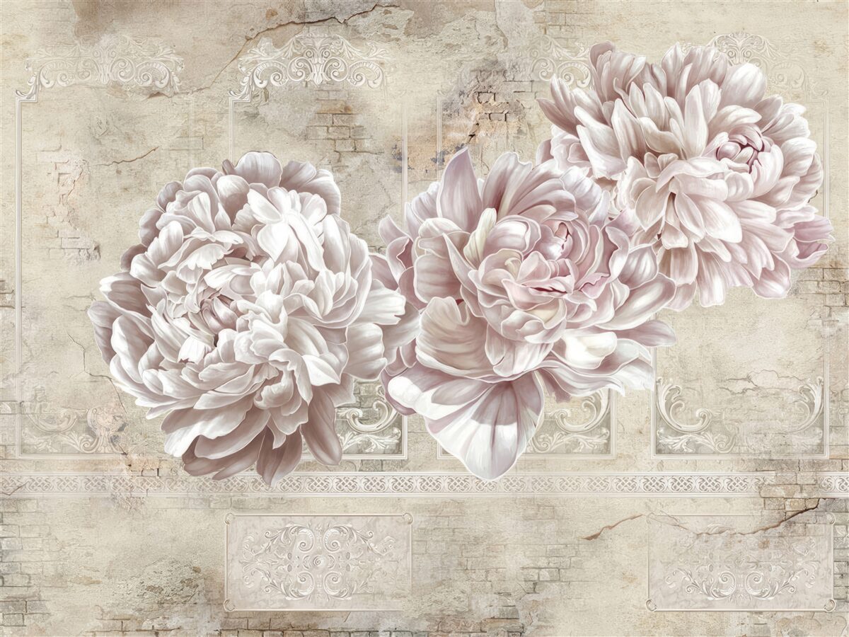 Фотошпалери великі яскраві півонії