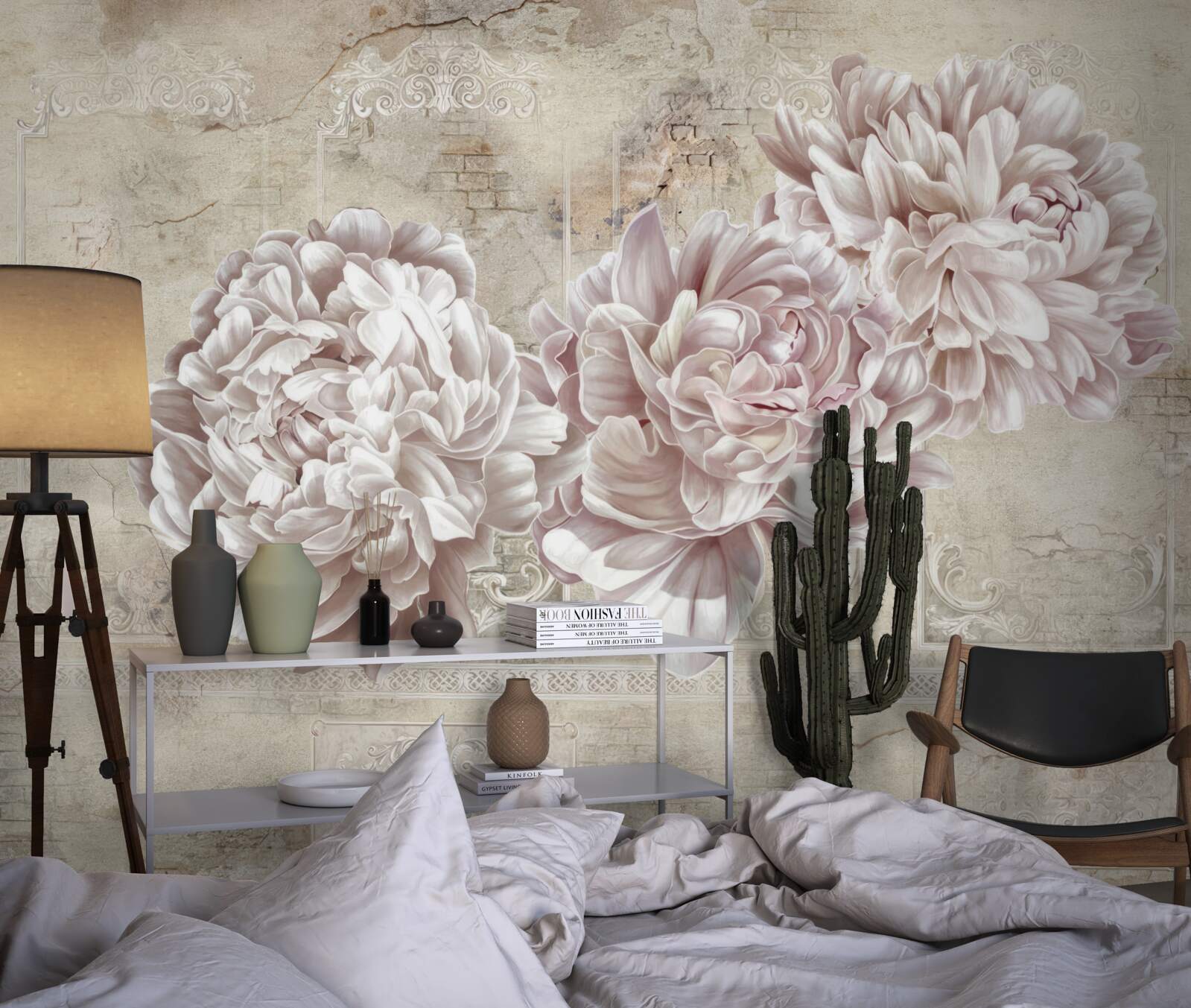 Фотошпалери великі яскраві півонії