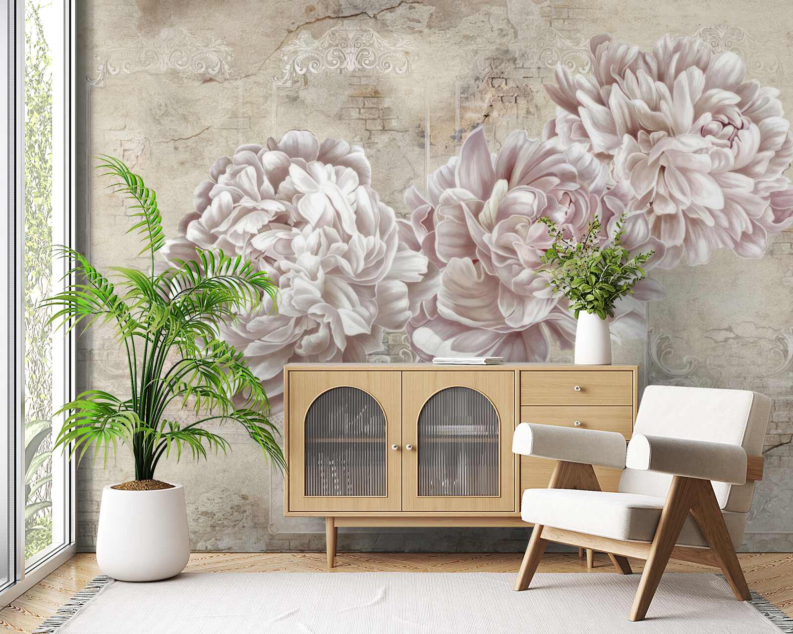 Фотошпалери великі яскраві півонії