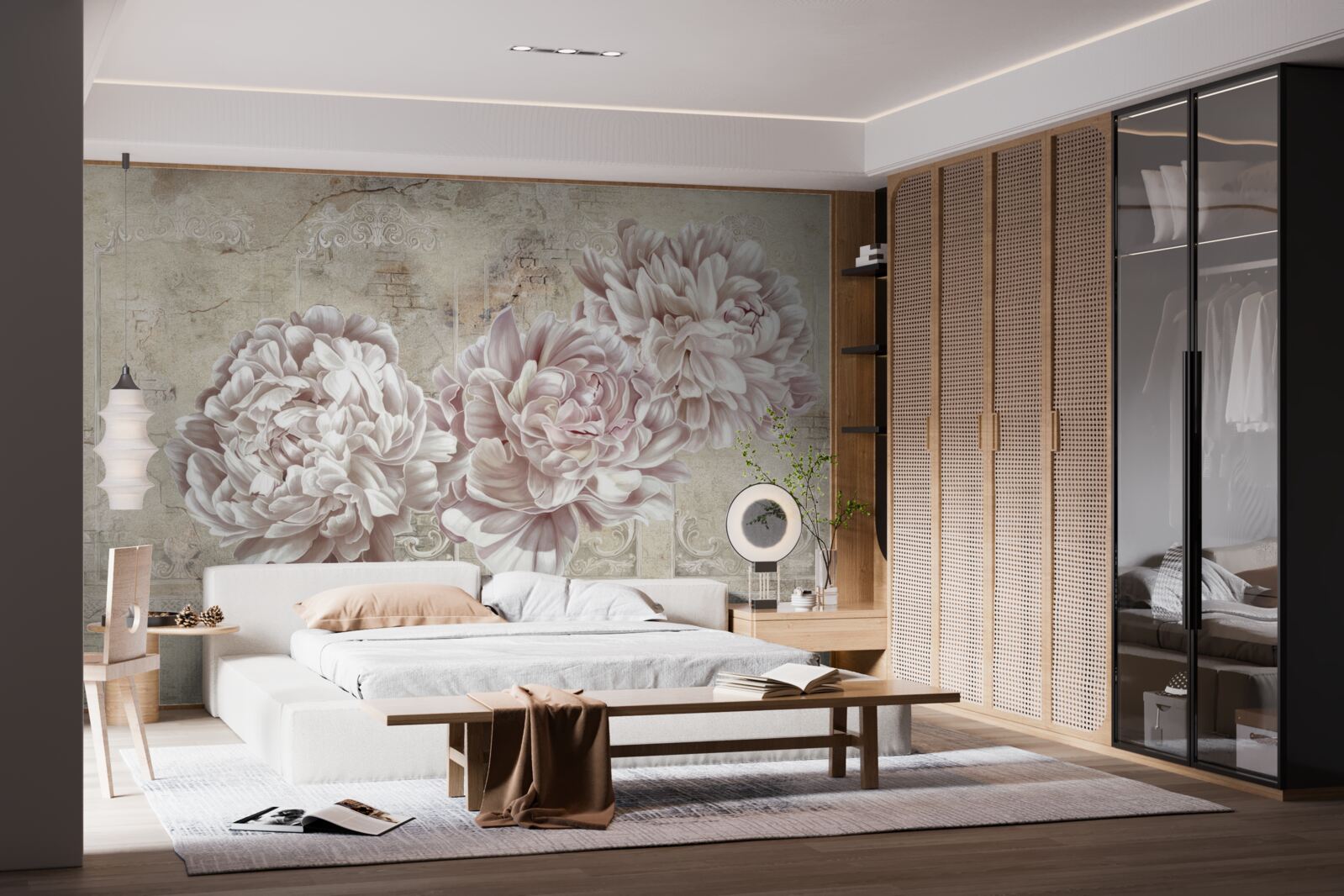 Фотошпалери великі яскраві півонії