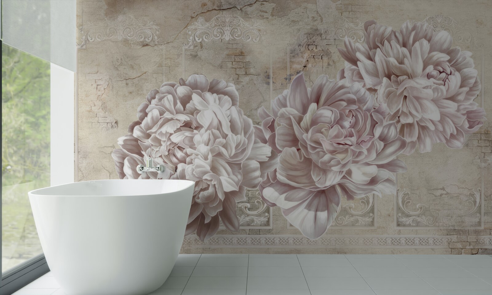 Фотошпалери великі яскраві півонії