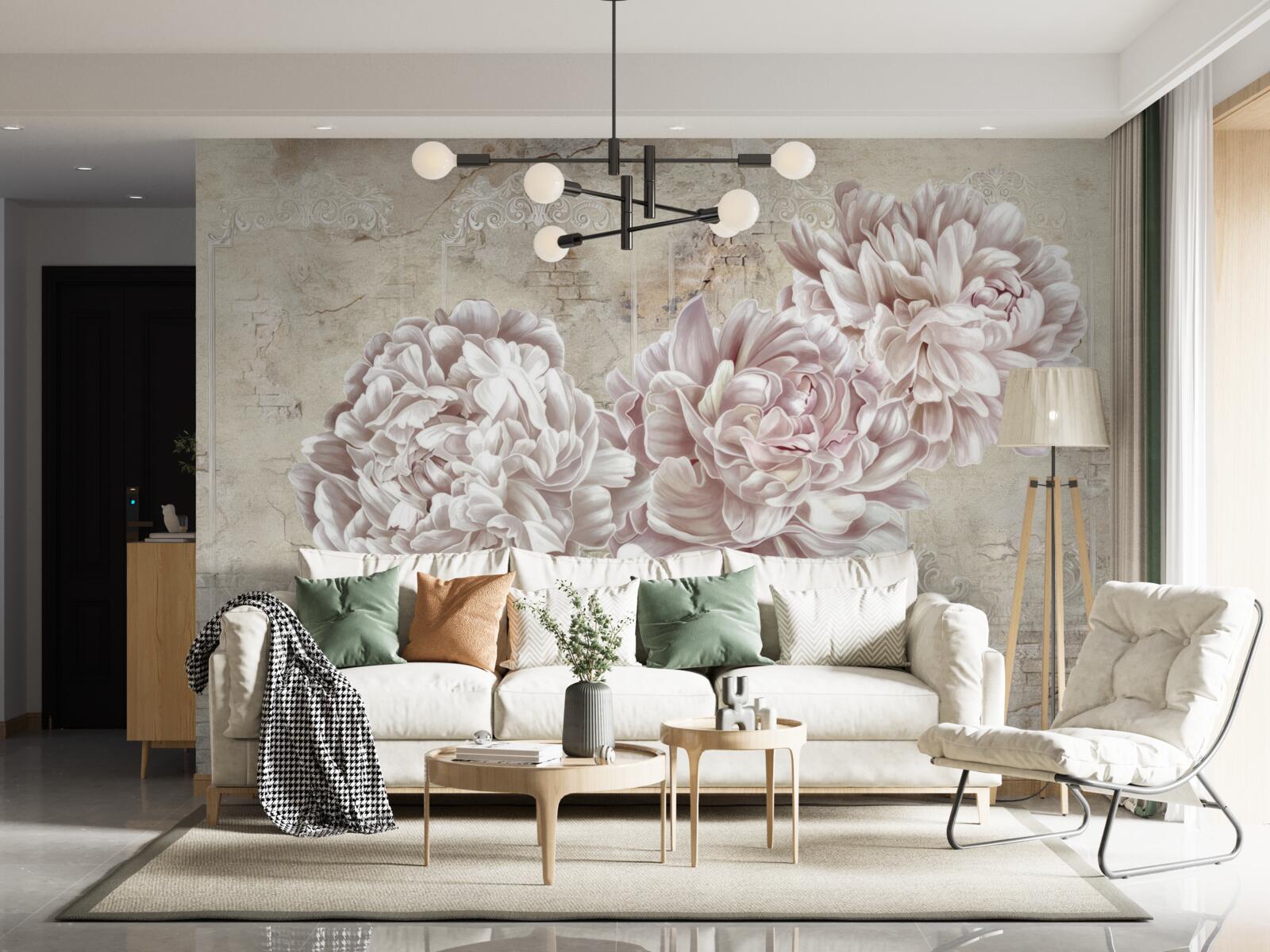 Фотошпалери великі яскраві півонії