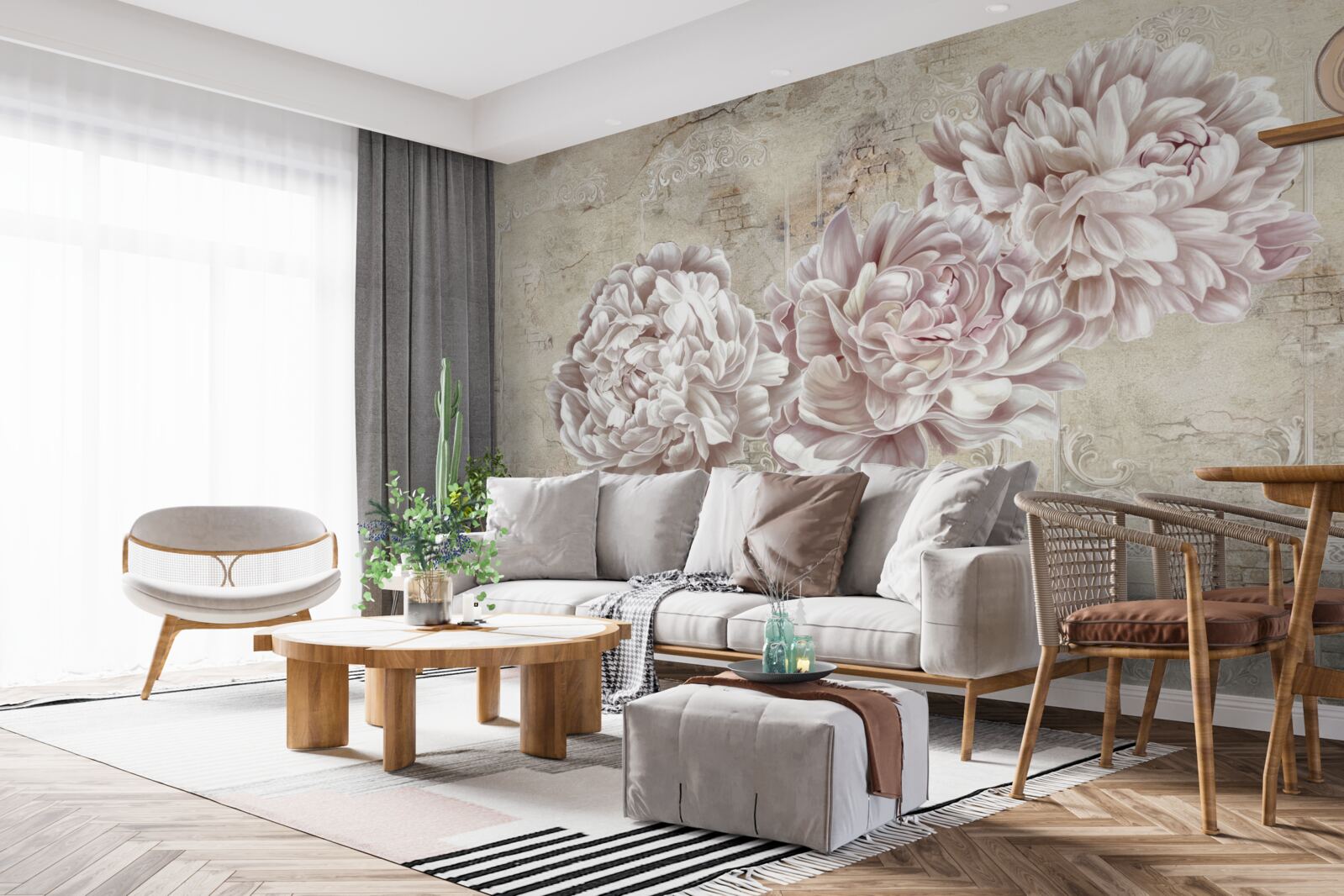 Фотошпалери великі яскраві півонії