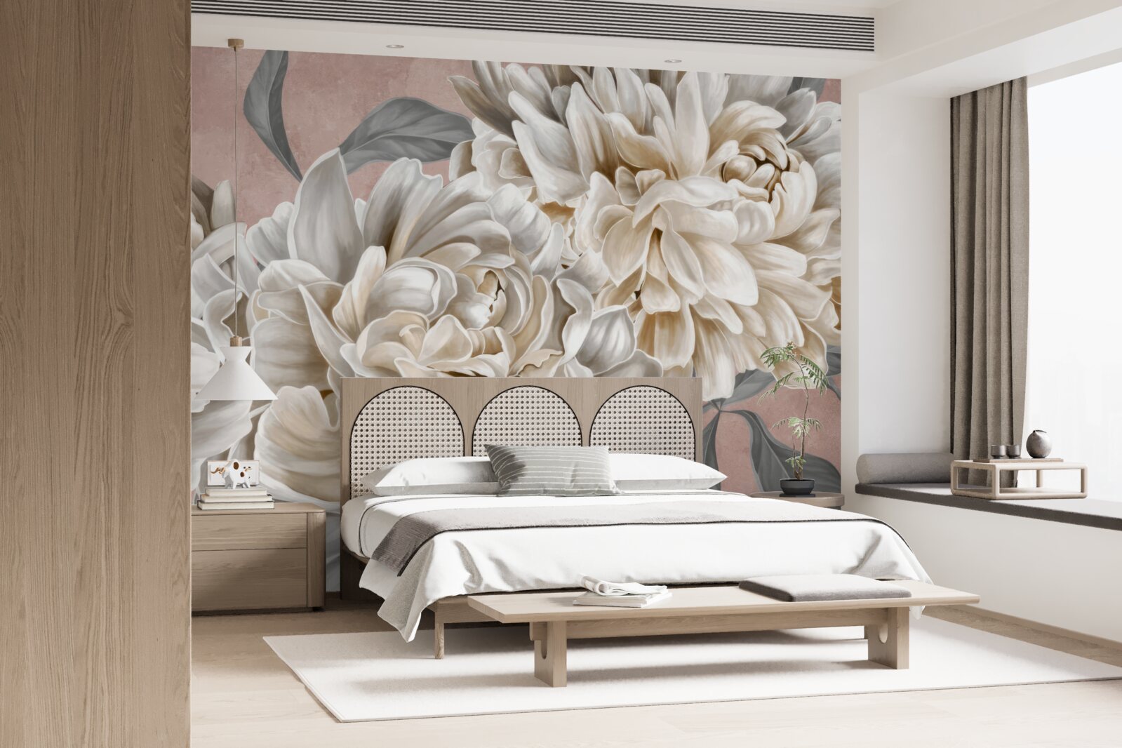 Фотошпалери величезні білосніжні півонії