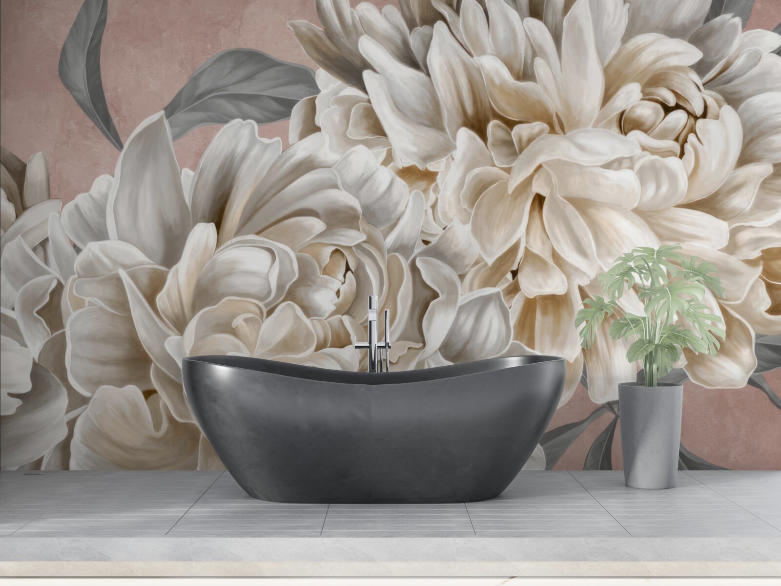 Фотошпалери величезні білосніжні півонії